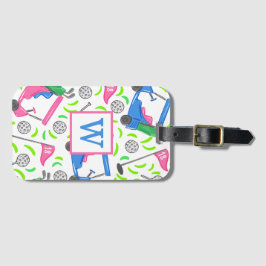 ピンクブルーグリーンゴルフ名門私立校風のイニシャル ラゲッジタグ