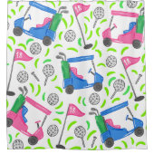 ピンクブルーグリーンゴルフ シャワーカーテン (正面)