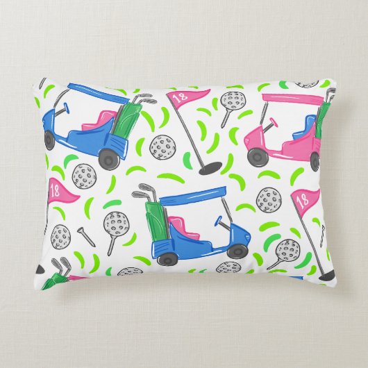 ピンクブルーグリーンゴル名門私立校風のフ アクセントクッション (正面)