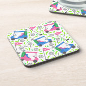 ピンクブルーグリーンゴル名門私立校風のフ コースター (左側)