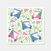 ピンクブルーグリーンゴル名門私立校風のフ スタンダードカクテルナプキン (正面)