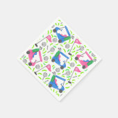 ピンクブルーグリーンゴル名門私立校風のフ スタンダードカクテルナプキン (角)