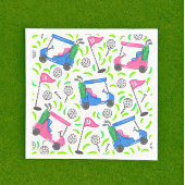 ピンクブルーグリーンゴル名門私立校風のフ スタンダードカクテルナプキン