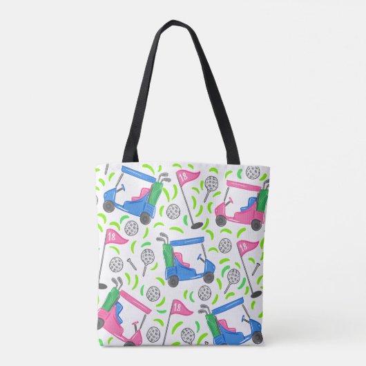 ピンクブルーグリーンゴル名門私立校風のフ トートバッグ (裏面)