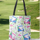 ピンクブルーグリーンゴル名門私立校風のフ トートバッグ