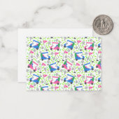 ピンクブルーグリーンゴル名門私立校風のフ ノートカード (正面/裏面インサイチュ)