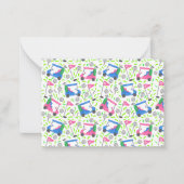 ピンクブルーグリーンゴル名門私立校風のフ ノートカード (正面)