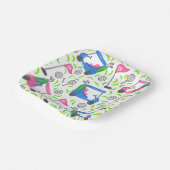 ピンクブルーグリーンゴル名門私立校風のフ ペーパープレート (傾斜あり)