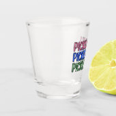 ピンクブルーグリーンタイポグラフィ ショットグラス (左)