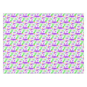 ピンクブルーグリーンターコイズ絵を描（ばちゃばちゃ）跳ねる テーブルクロス (正面(横))