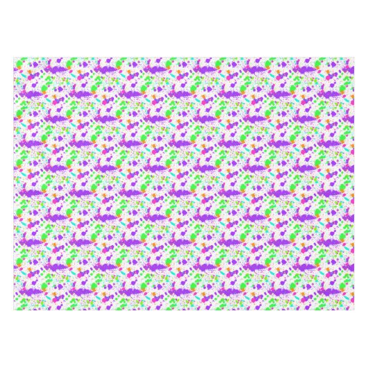 ピンクブルーグリーンターコイズ絵を描（ばちゃばちゃ）跳ねる テーブルクロス (正面(横))