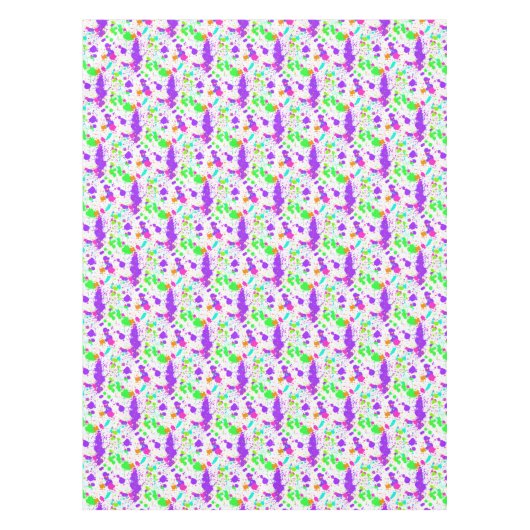 ピンクブルーグリーンターコイズ絵を描（ばちゃばちゃ）跳ねる テーブルクロス (正面)