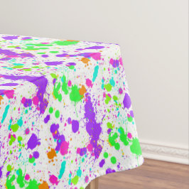 ピンクブルーグリーンターコイズ絵を描(ばちゃばちゃ)跳ねる テーブルクロス