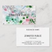 ピンクブルーグリーントレンディー抽象芸術エレガントテンプレート 名刺 (正面/裏面)