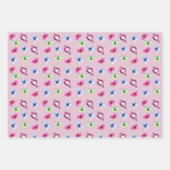 ピンクブルーグリーンバタフライベビーシャワー誕生日 ラッピングペーパーシート (正面)