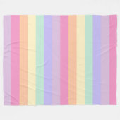 ピンクブルーグリーンパープルイエローオレンジラージストライプのー フリースブランケット (正面(横))