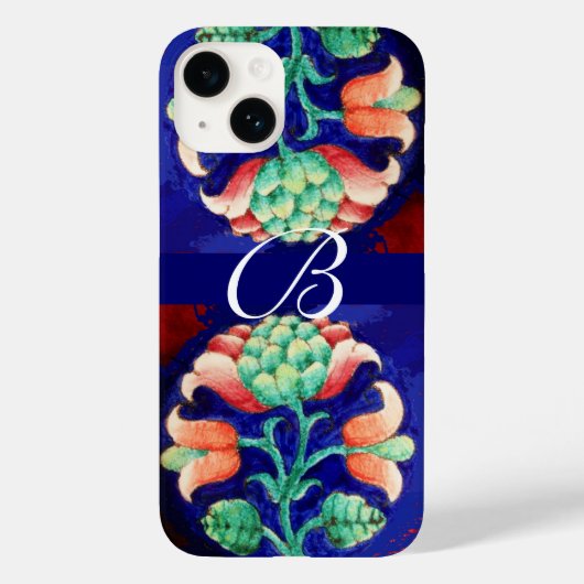 ピンクブルーグリーンフローラモノグラム Case-Mate iPhoneケース (裏面)
