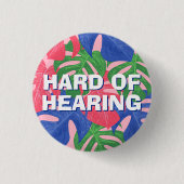 ピンクブルーグリーン熱帯懸命聴覚葉 缶バッジ (正面)