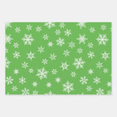 ピンクブルーグリーン雪カラフル片クリスマス ラッピングペーパーシート (正面3)