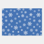 ピンクブルーグリーン雪カラフル片クリスマス ラッピングペーパーシート (正面2)
