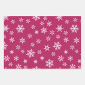 ピンクブルーグリーン雪カラフル片クリスマス ラッピングペーパーシート (正面)