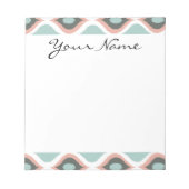 ピンクブルーグレイ幾何学的イカット部族プリントパターン ノートパッド (正面)