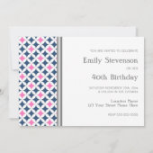 ピンクブルーグレー40th誕生日パーティの招待状 招待状 (裏面)