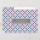 ピンクブルーグレー40th誕生日パーティの招待状 招待状 (正面/裏面)