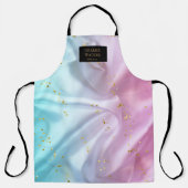 ピンクブルーサテンビューティシャンサロンモノグラムエプロン エプロン (正面)