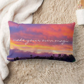 ピンクブルーサンセットフォトメイクオアミの魔法引用文 ランバークッション (ブランケット)