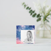 *~*ピンクブルーシックなヘアモデル女優スターズ写真 スクエア名刺 (スタンド正面)