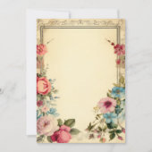 ピンクブルーシャビーヴィンテージアンティークフローラ文具 ノートカード (正面)