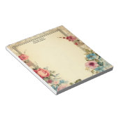 ピンクブルーシャビーヴィンテージアンティークフローラ文具 ノートパッド (アングル)