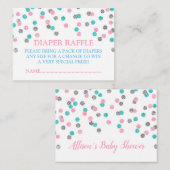 ピンクブルーシルバードットおむつラッフルカード エンクロージャーカード (正面/裏面)