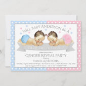 ピンクブルージェンダーの表示ベビーシャワー招待状 招待状 (正面)