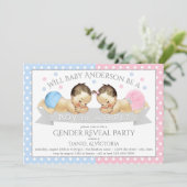 ピンクブルージェンダーの表示ベビーシャワー招待状 招待状 (スタンド正面)