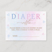 ピンクブルージェンダーリビールベビーシャワーおむつラッフル エンクロージャーカード (正面)