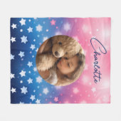 ピンクブルースターカスタムズの写真と名前 フリースブランケット (正面(横))