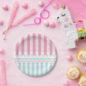 ピンクブルーストライプベーカリーベビーシャワー紙プレート ペーパープレート (パーティー)