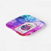 ピンクブルースパイダーウェブフルムーンこうもりハッピーハローウィン ペーパープレート (傾斜あり)