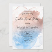 ピンクブルースプラッシュウォーターカラージェンダー表示 招待状 (正面)