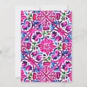 ピンクブルースペインのタラベラ結婚タイル セーブザデート (裏面)