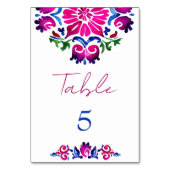 ピンクブルースペインのタラベラ結婚タイル テーブルナンバー (正面)