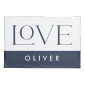 ピンクブルーセリフの愛タイポグラフィ モダン 枕カバー (裏面-左)