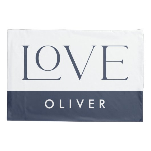 ピンクブルーセリフの愛タイポグラフィ モダン 枕カバー (裏面-左)