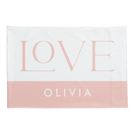 ピンクブルーセリフの愛タイポグラフィ モダン 枕カバー (裏面-右)