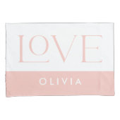 ピンクブルーセリフの愛タイポグラフィ モダン 枕カバー (正面右)