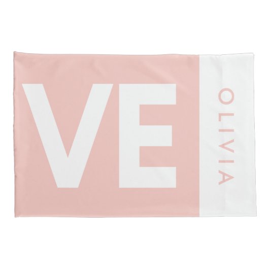 ピンクブルーセリフの愛タイポグラフィ モダン 枕カバー (裏面-右)