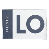 ピンクブルーセリフの愛タイポグラフィ モダン 枕カバー (正面左)