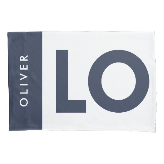 ピンクブルーセリフの愛タイポグラフィ モダン 枕カバー (正面左)